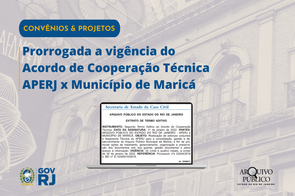 Prorrogada vigência do Acordo de Cooperação Técnica APERJ x Prefeitura Municipal de Maricá